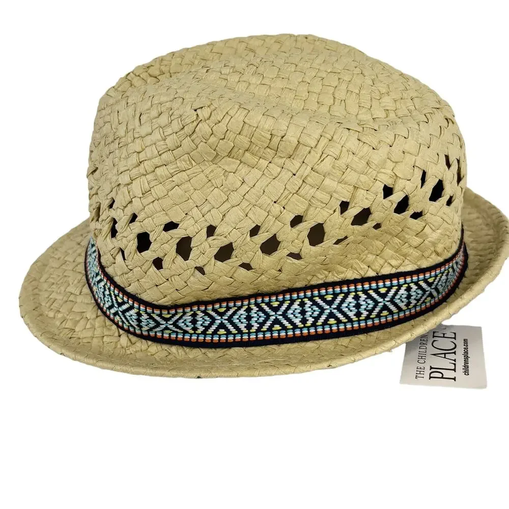 Childrens Place Boys Hat L/XL 8+ Paper Straw Natural New